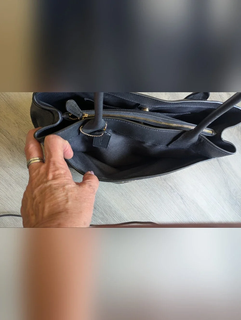COACH Black Pebbled Leather Satchel with Gold Hardware